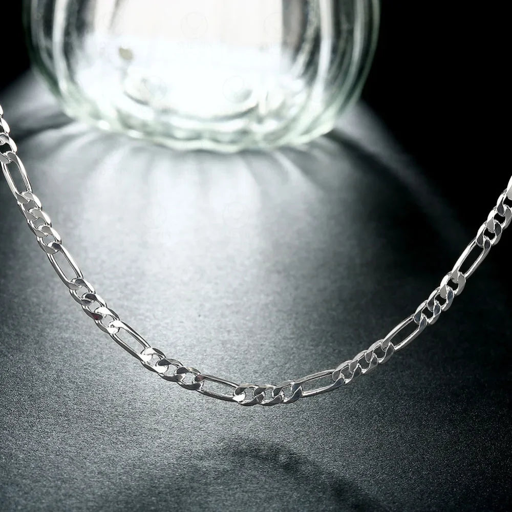 Elegant Silver Figaro Chain Necklace ✨🔗💎