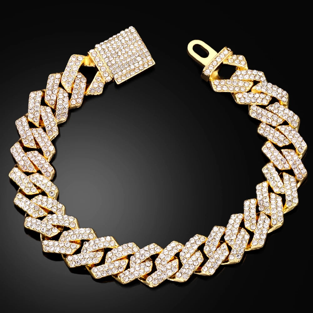 Luxury Gold/Silver Plated Cuban Bracelet – Dazzling Hip Hop Jewelry