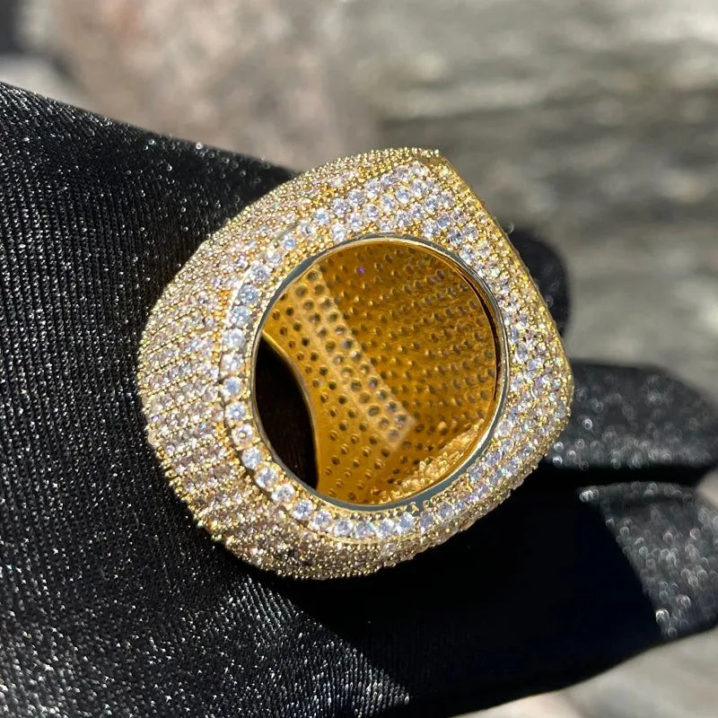 Luxury Gold Finish Statement Ring – Iced Out to Shine Bright