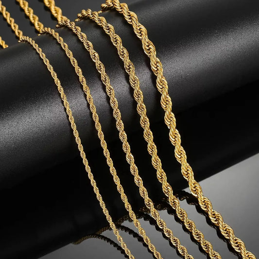 🔱✨ KINGGOLD™ Twisted Rope Chain Necklace – Gold Elegance 💛💎