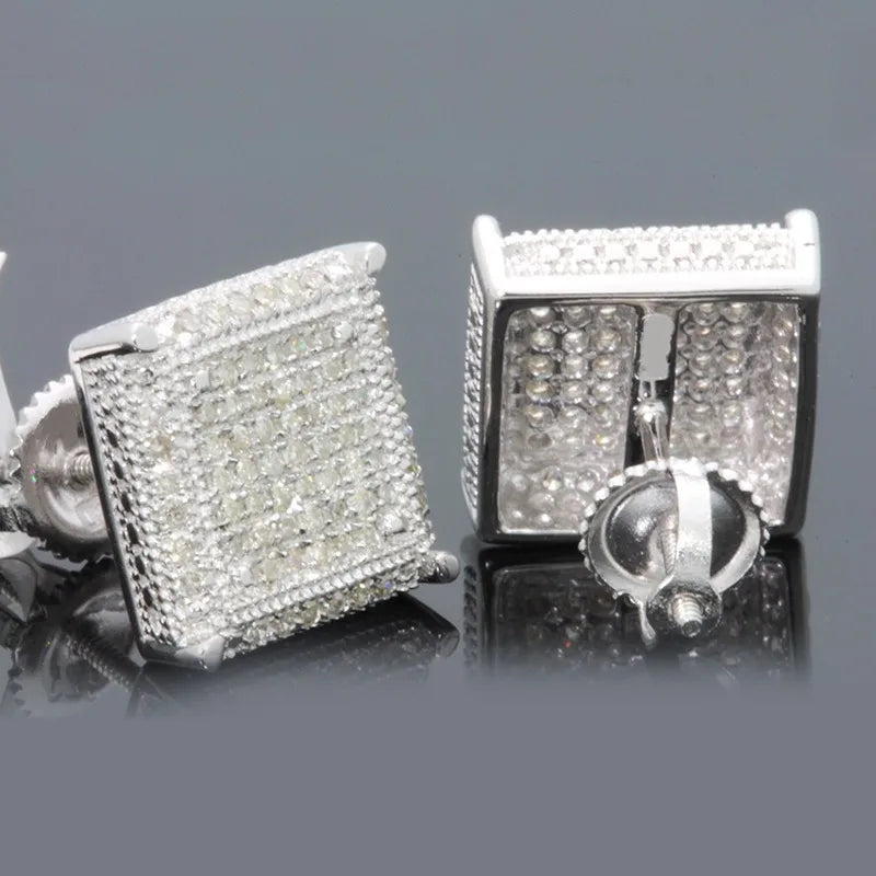 Luxury Square Stud Earrings – Iced Out Fashion Jewelry