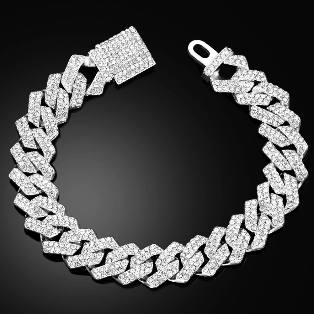 Luxury Gold/Silver Plated Cuban Bracelet – Dazzling Hip Hop Jewelry