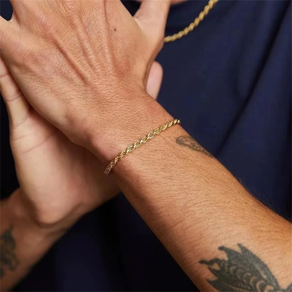 Luxury Gold-Plated Rope Chain Bracelet – Minimalist Elegance