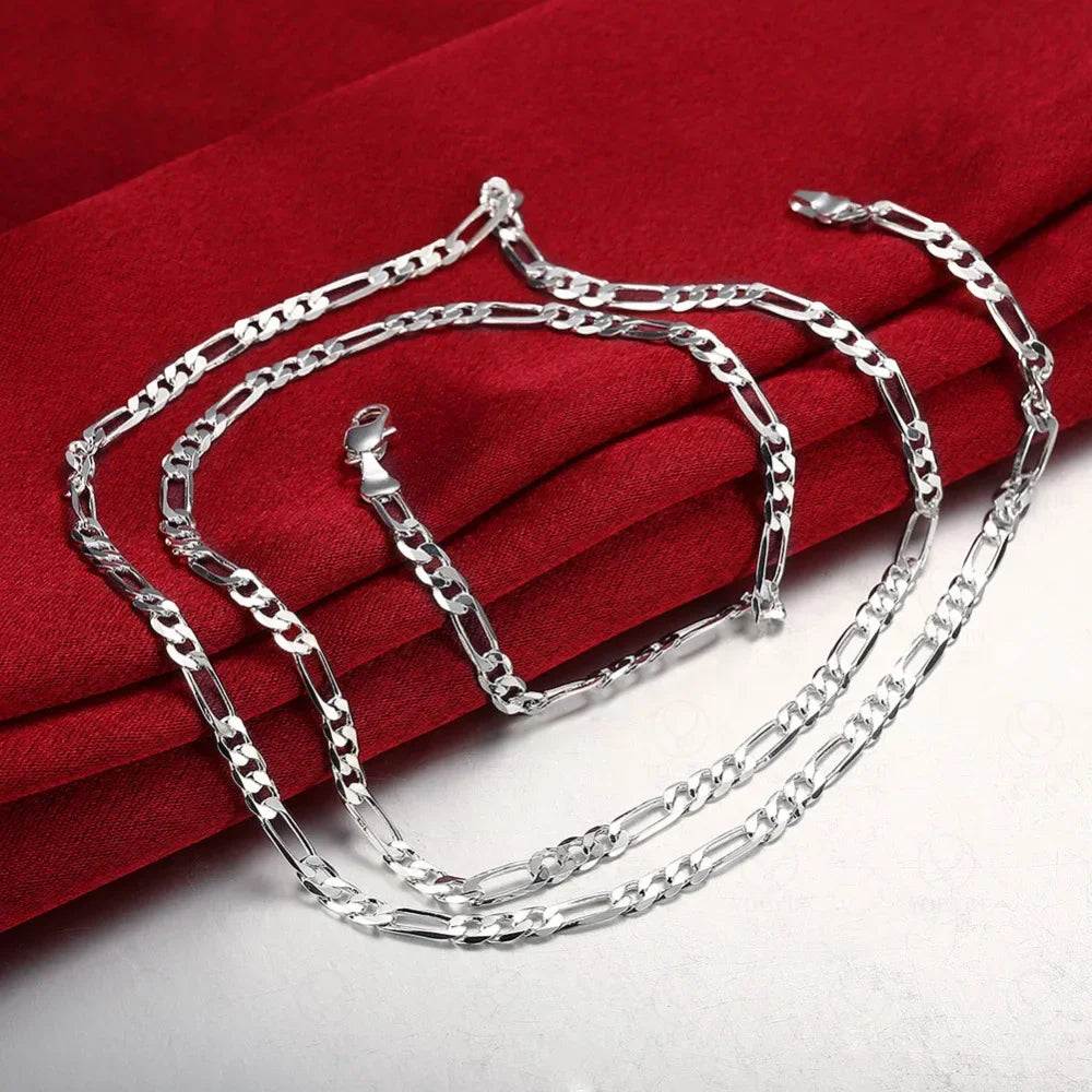 Elegant Silver Figaro Chain Necklace ✨🔗💎