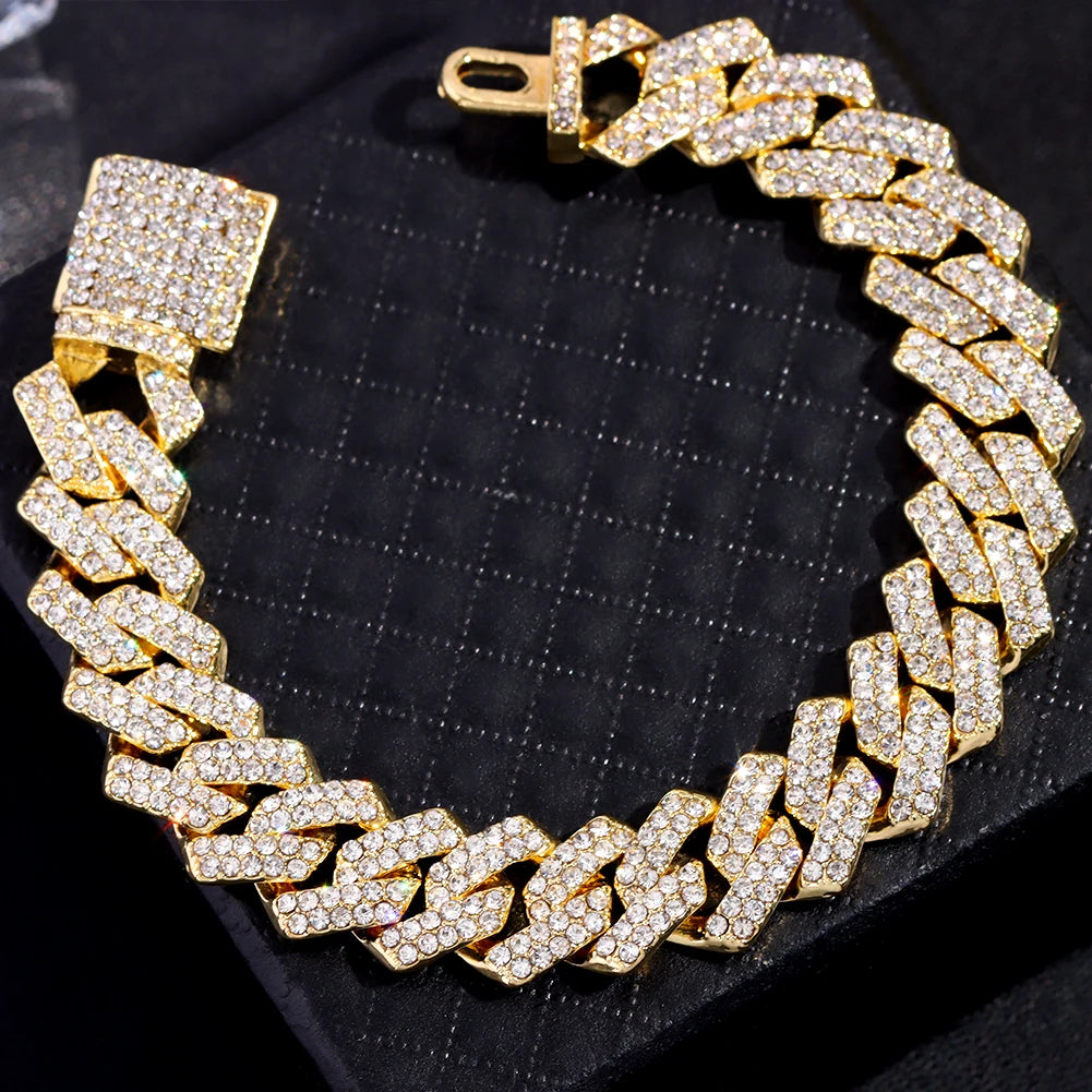 Luxury Gold/Silver Plated Cuban Bracelet – Dazzling Hip Hop Jewelry