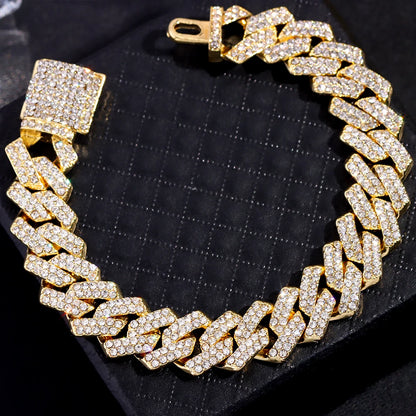Luxury Gold/Silver Plated Cuban Bracelet – Dazzling Hip Hop Jewelry