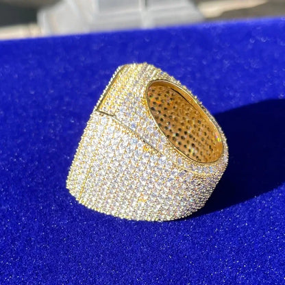Luxury Gold Finish Statement Ring – Iced Out to Shine Bright