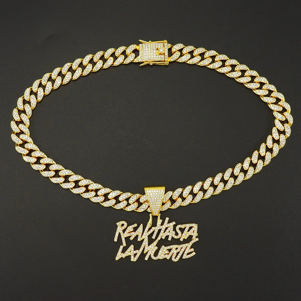 Luxury "Real Hasta La Muerte" Bling Necklace – Silver & Gold Plated Cuban Link