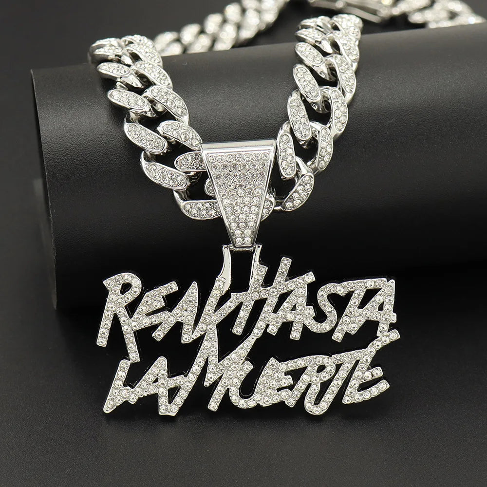 Luxury "Real Hasta La Muerte" Bling Necklace – Silver & Gold Plated Cuban Link