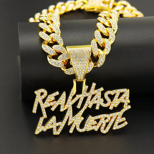 Luxury "Real Hasta La Muerte" Bling Necklace – Silver & Gold Plated Cuban Link