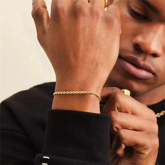 Luxury Gold-Plated Rope Chain Bracelet – Minimalist Elegance