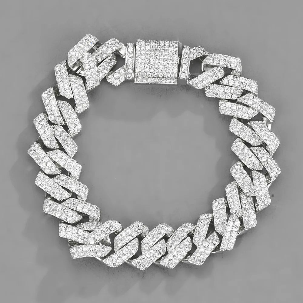 Luxury Iced Out Watch & Cuban Link Bracelet Set – Gold / Silver