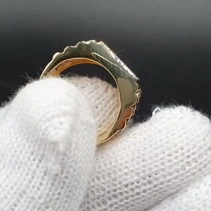 Gold Plated Crown Ring with Crystal Accents – Bold Hip-Hop Style