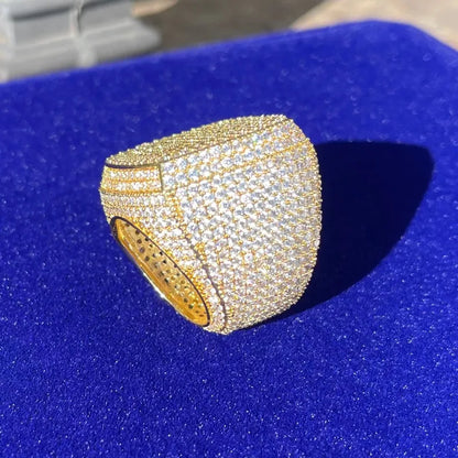 Luxury Gold Finish Statement Ring – Iced Out to Shine Bright