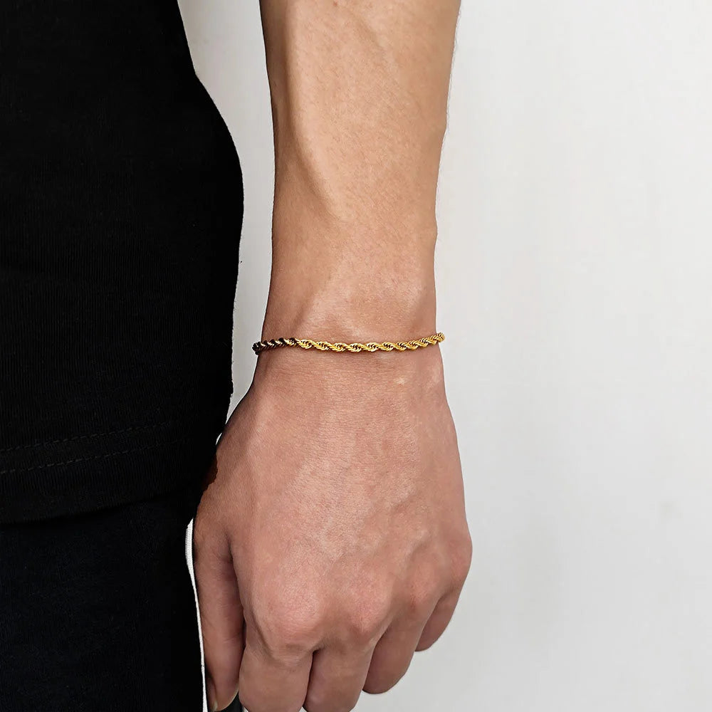 Luxury Gold-Plated Rope Chain Bracelet – Minimalist Elegance