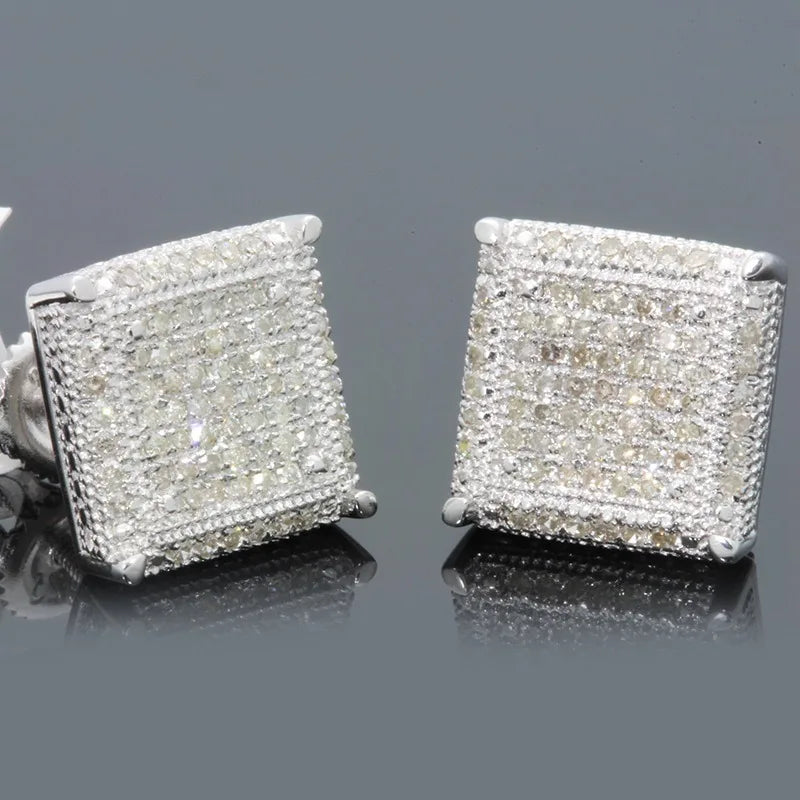 Luxury Square Stud Earrings – Iced Out Fashion Jewelry