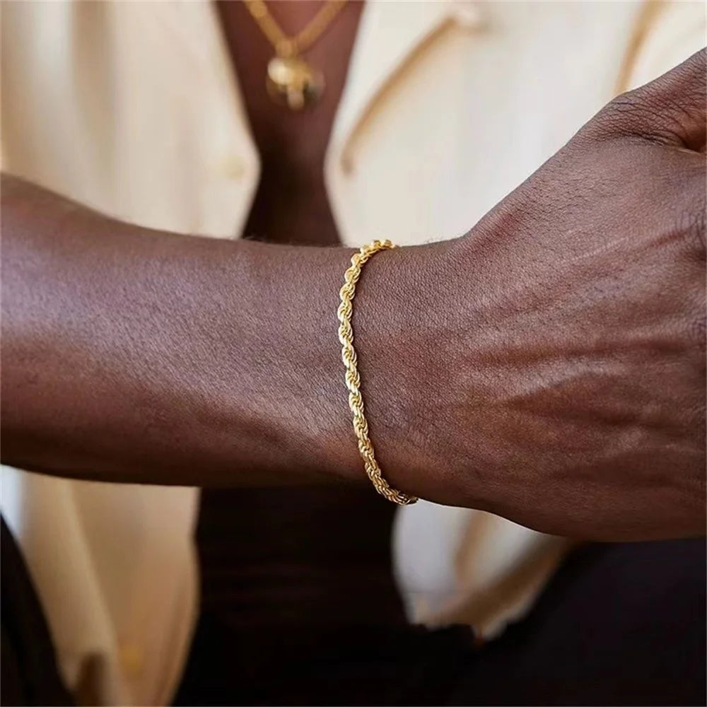 Luxury Gold-Plated Rope Chain Bracelet – Minimalist Elegance