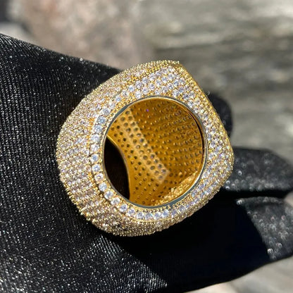 Luxury Gold Finish Statement Ring – Iced Out to Shine Bright