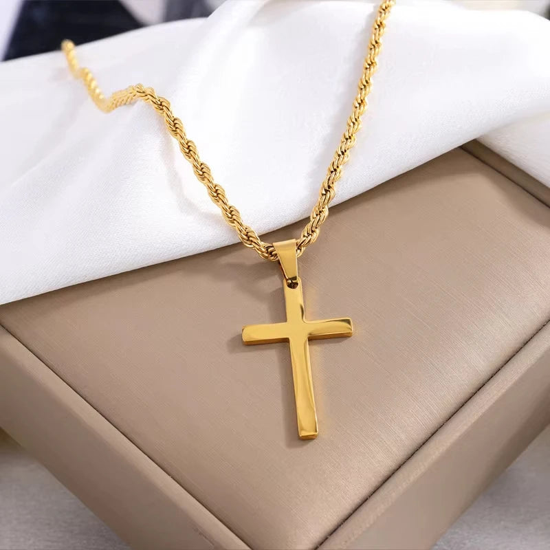 Elegant Cross Necklace – Gold & Silver Plating