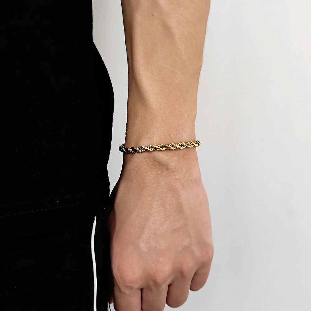 Luxury Gold-Plated Rope Chain Bracelet – Minimalist Elegance