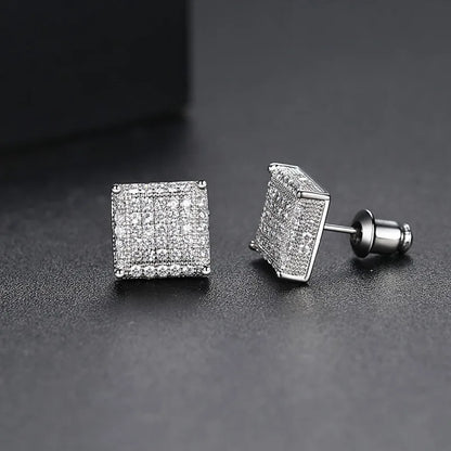Luxury Square Stud Earrings – Iced Out Fashion Jewelry