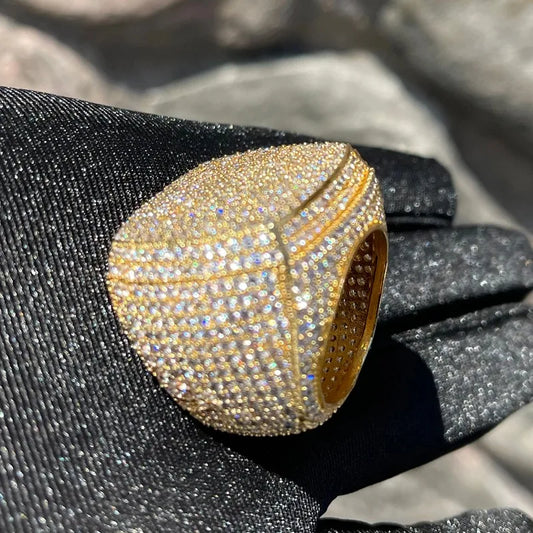Luxury Gold Finish Statement Ring – Iced Out to Shine Bright