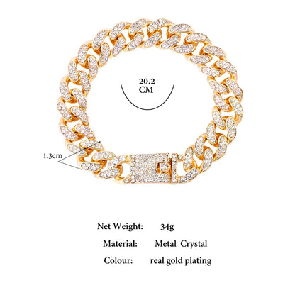 Luxury Gold/Silver Plated Cuban Bracelet – Dazzling Hip Hop Jewelry