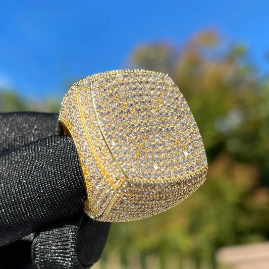 Luxury Gold Finish Statement Ring – Iced Out to Shine Bright