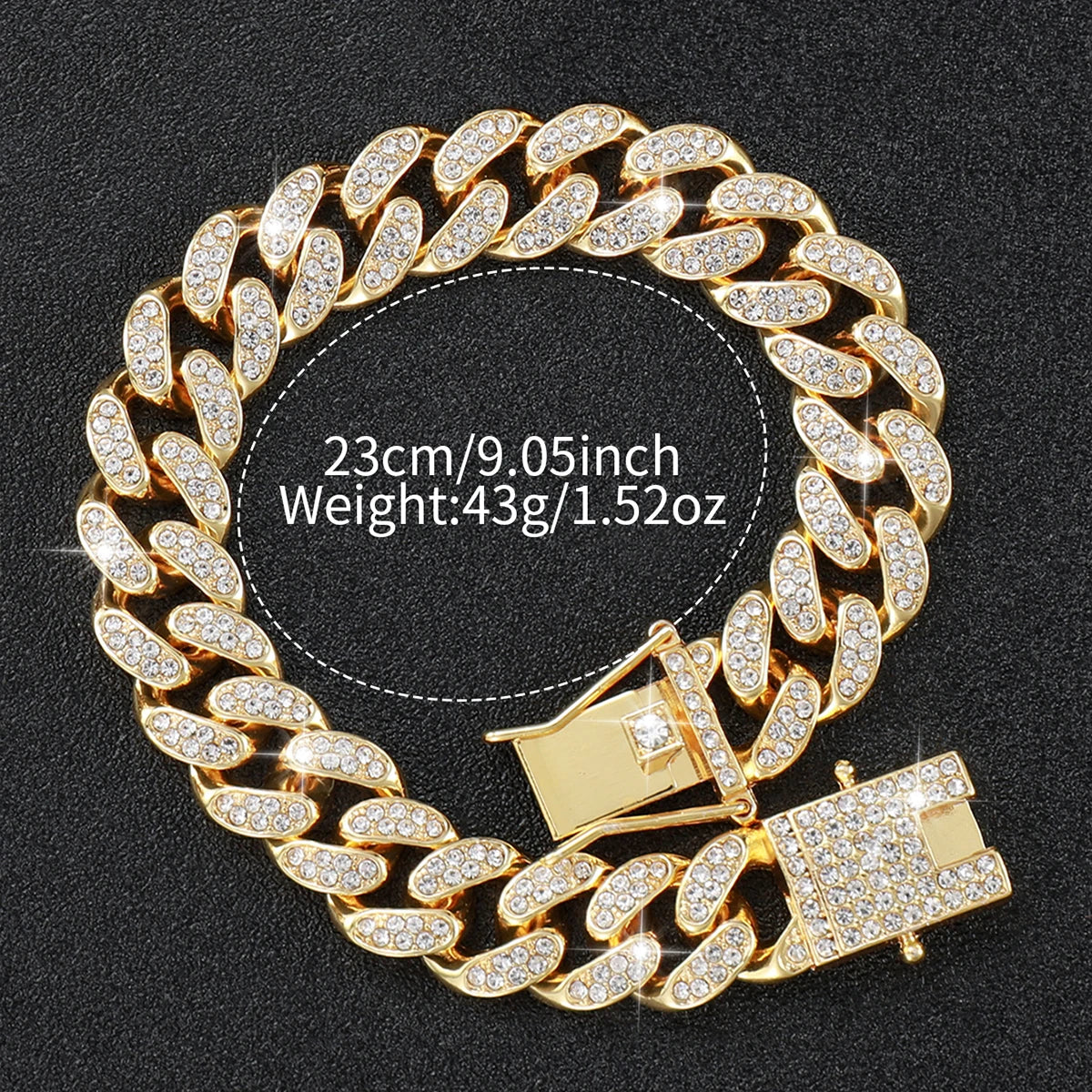 Luxury Gold-Plated Watch & Cuban Link Bracelet Set – Iced Out, Multiple Dial Colors