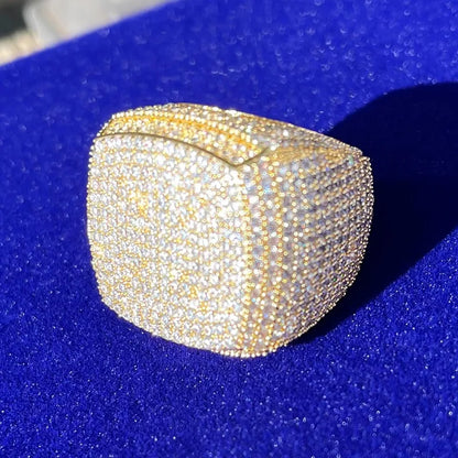 Luxury Gold Finish Statement Ring – Iced Out to Shine Bright
